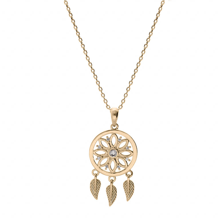 Dream Catcher Necklace – Silver Gilded with Fine Gold | Azuline view 2