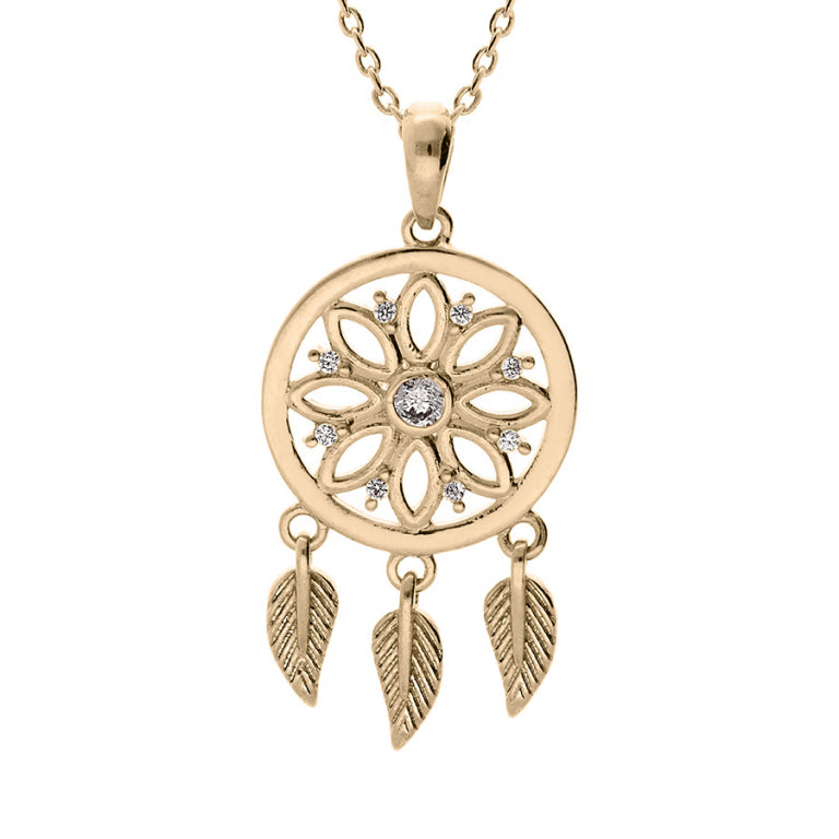 Dream Catcher Necklace – Silver Gilded with Fine Gold | Azuline