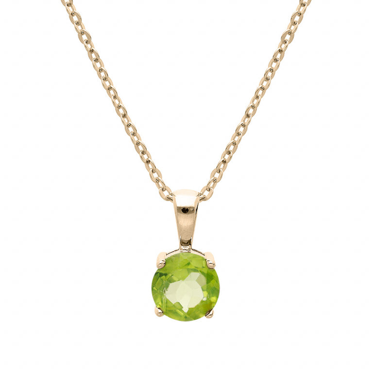 Collier mode peridot rond en plaqué or avec pendentif 6,5 mm