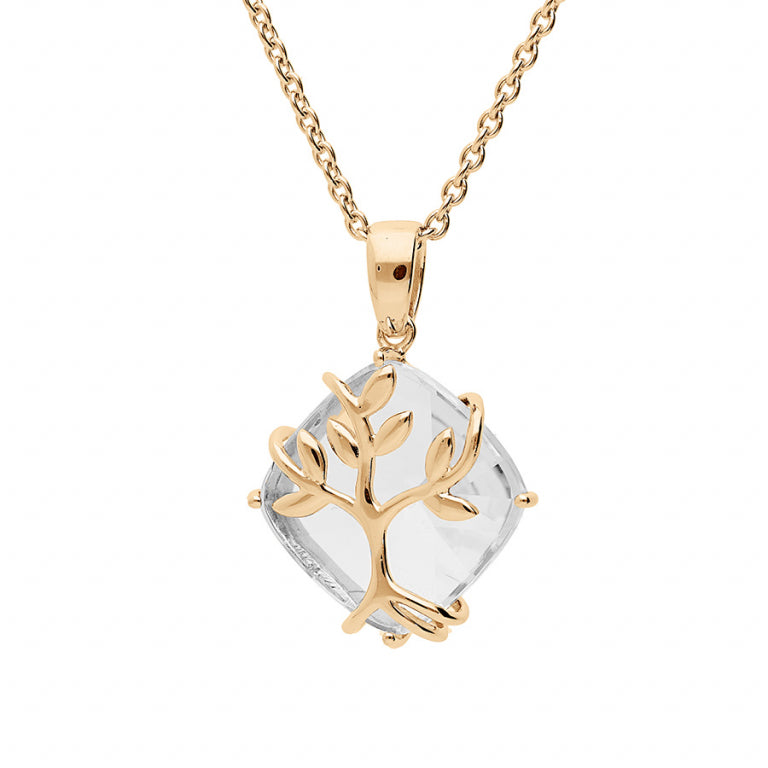 Collier mode arbre de vie en Plaqué Or avec oxydes blancs