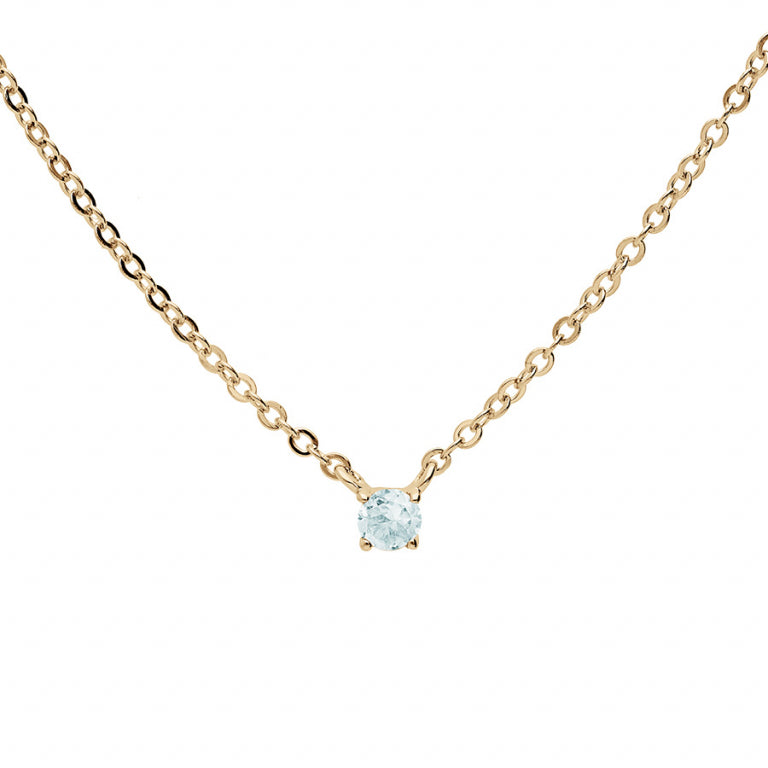 Collier Mode pierre topaze bleu en Plaqué Or avec pendentif 3mm