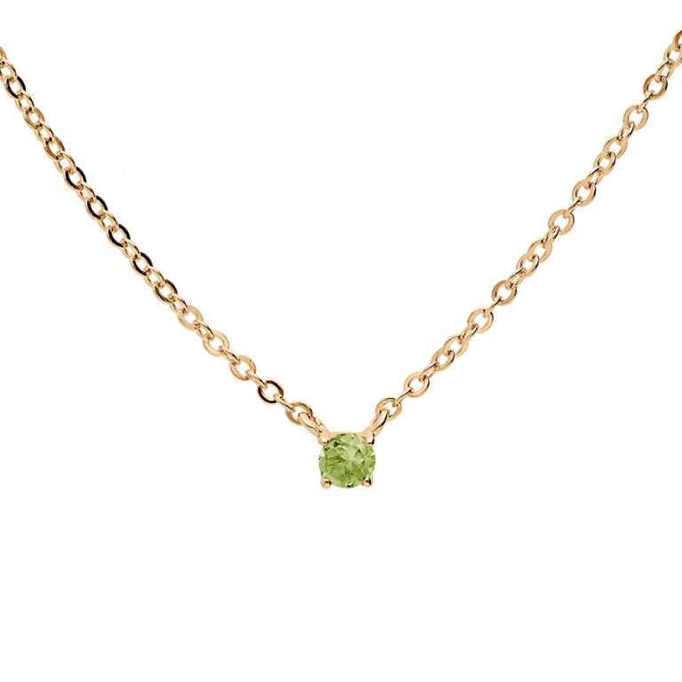 Collier mode pierre péridot en plaqué or 3mm