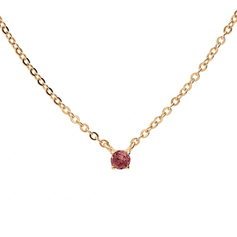 Collier mode grenat véritable 3 mm en plaqué or