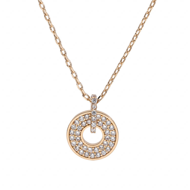Collier rondelle en plaqué or avec oxydes de zirconium blancs