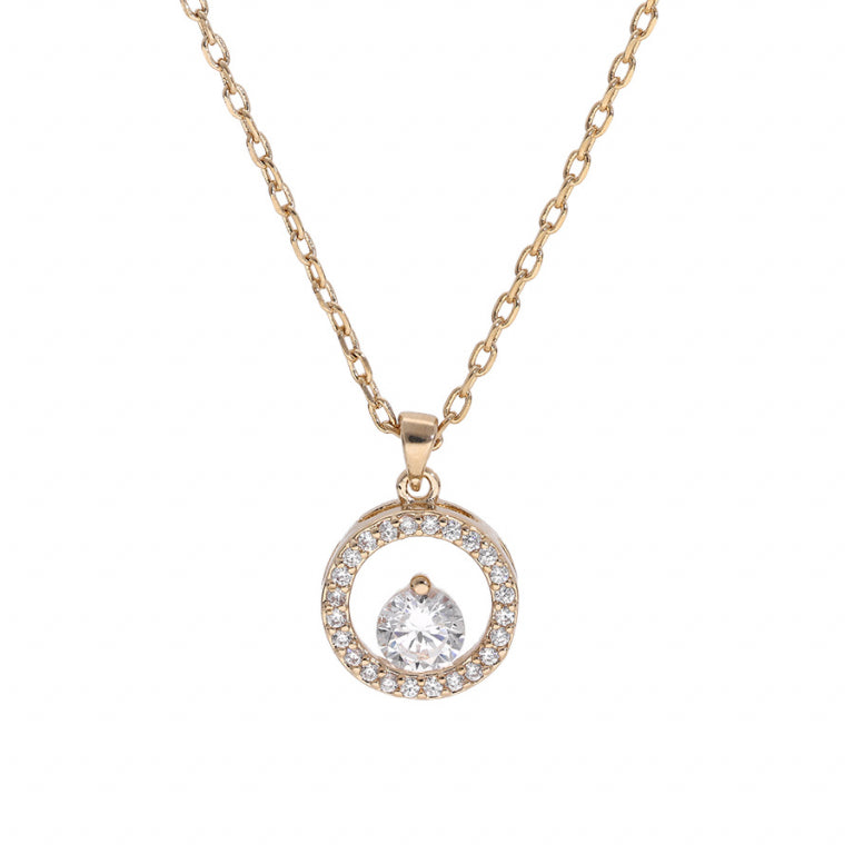 Collier rondelle oxydes blancs en Plaqué Or