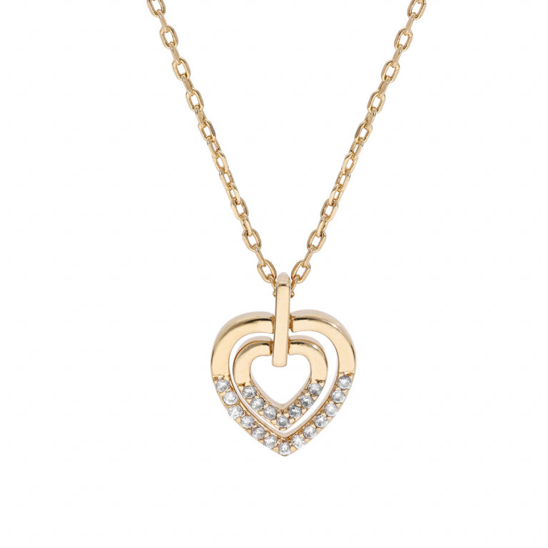 Collier mode cœur oxydes blancs en plaqué or avec pendentif élégant