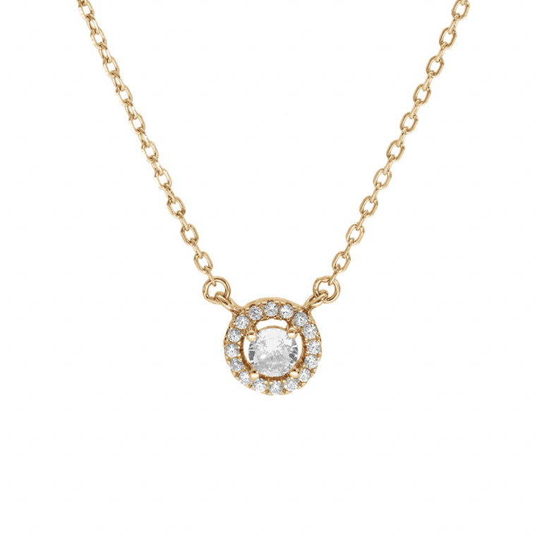 Collier mode cercle oxydes de zirconium blancs en plaqué or