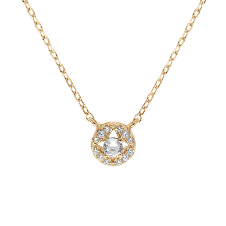 Collier mode rond en plaqué or avec oxydes de zirconium blancs