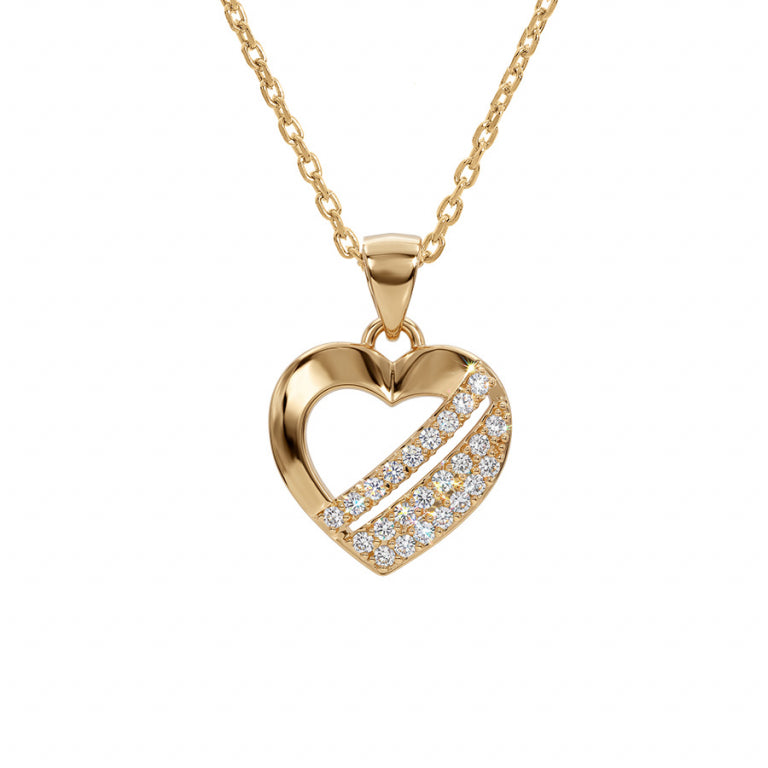 Collier mode cœur plaqué or avec oxydes blancs sertis