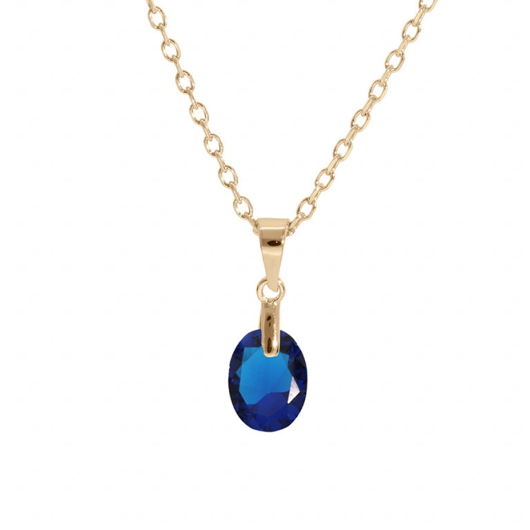 Collier pendentif goutte en plaqué or avec oxydes de zirconium bleu ciel