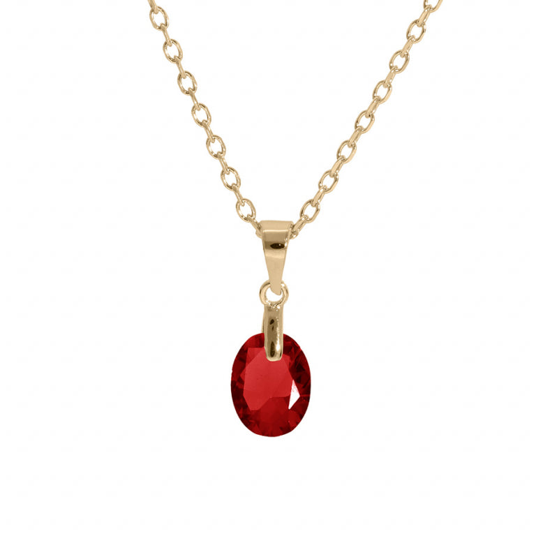 Collier mode goutte oxyde grenat facetté en Plaqué Or