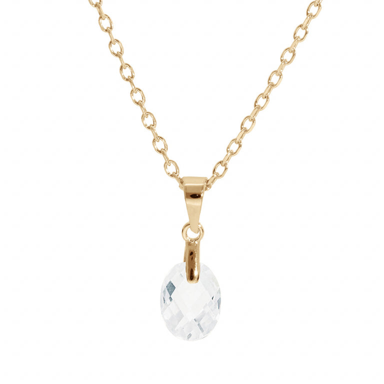 Collier mode goutte oxydes blancs en plaqué or