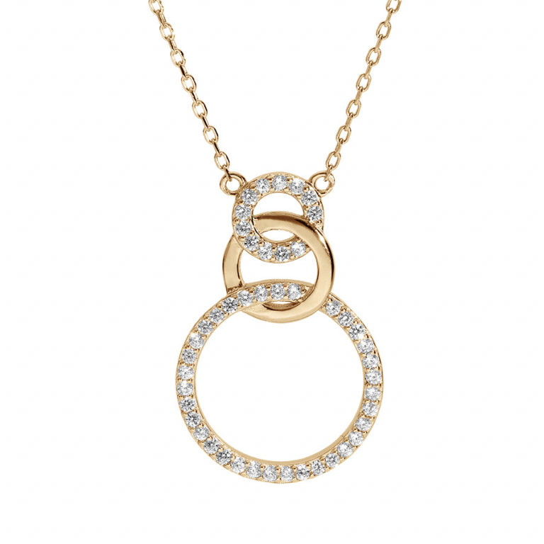 Collier mode 3 ronds avec oxydes de zirconium blancs en plaqué or