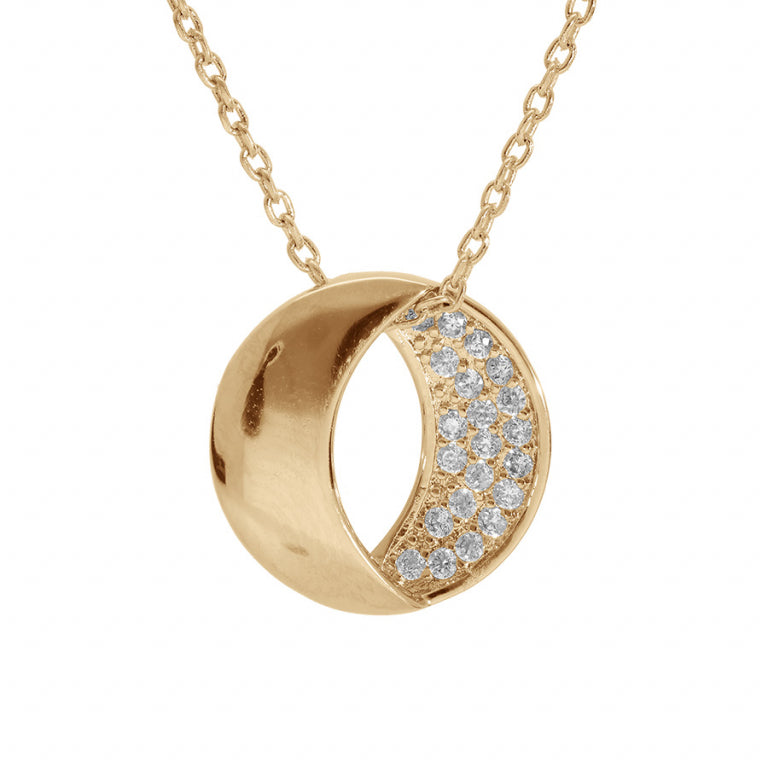 Collier mode ovale en plaqué or avec oxydes de zirconium blancs sertis