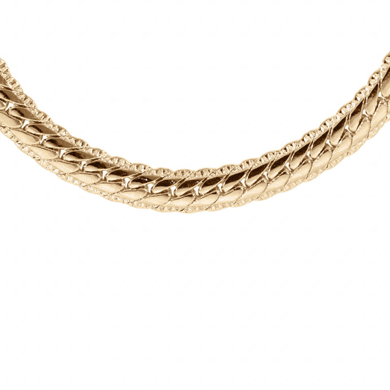 Collier maille serpent en plaqué or bombée perlée