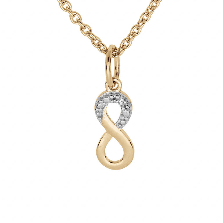 Collier mode infini en plaqué or avec oxydes de zirconium blancs sertis