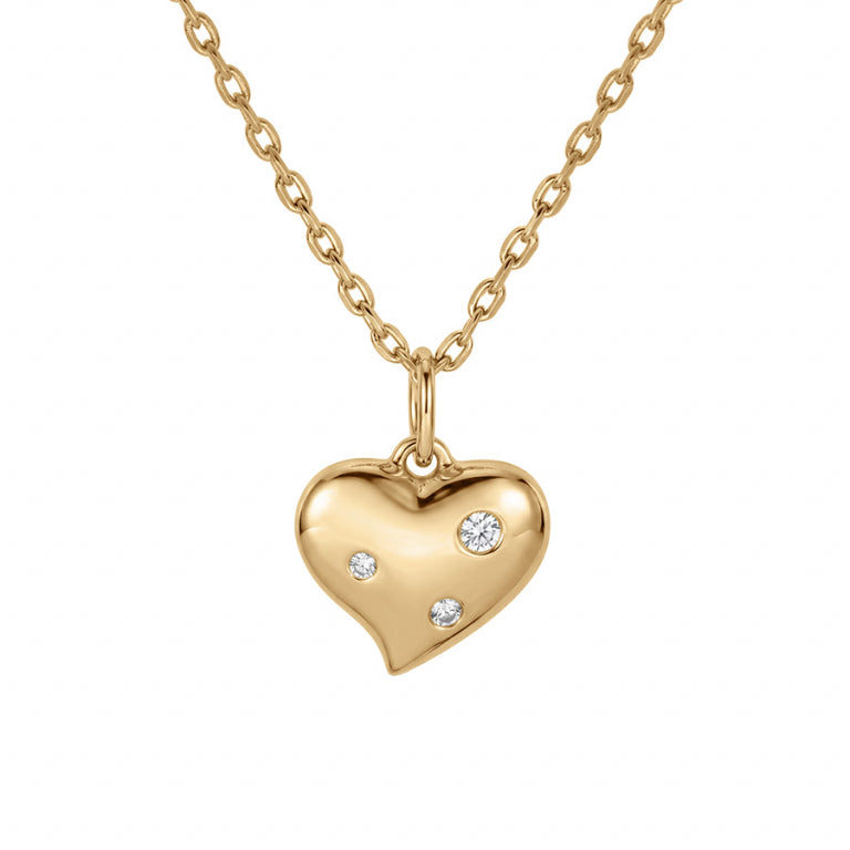 Collier mode cœur en plaqué or avec oxydes de zirconium blancs