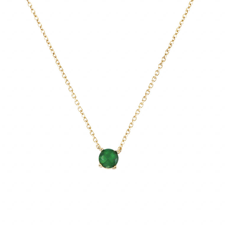 Collier mode oxydes verts solitaire en Plaqué Or