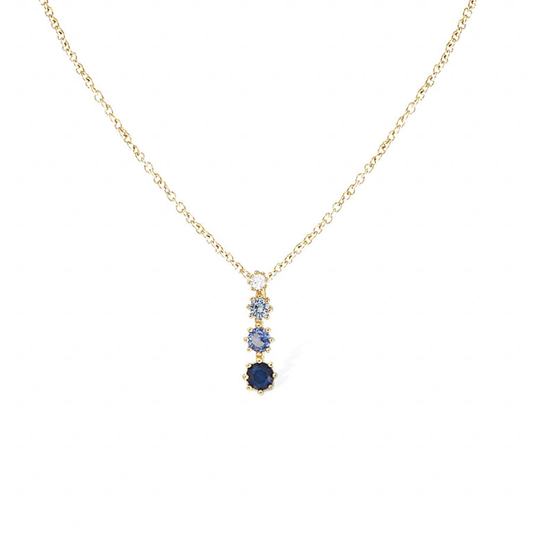 Collier mode en plaqué or avec dégradé oxydes de zirconium bleus