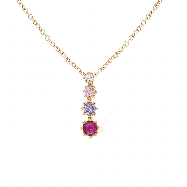 Collier mode dégradé oxydes de zirconium roses en plaqué or