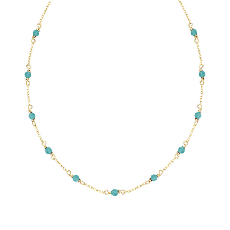 Collier pierre amazonite véritable en plaqué or