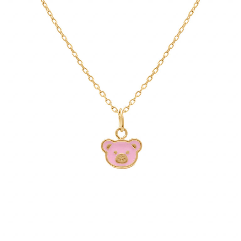 Collier ourson rose en plaqué or avec pendentif délicat