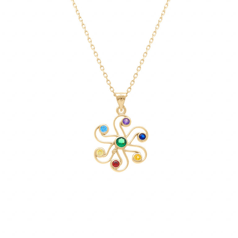 Collier chakra 17 mm à sept oxydes multicolores en plaqué or – Azuline