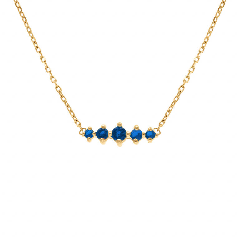 Collier mode oxydes bleus horizontal en plaqué or