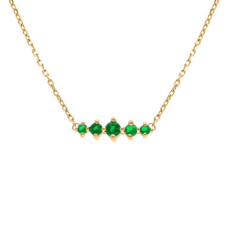 Collier mode oxydes verts horizontal en plaqué or