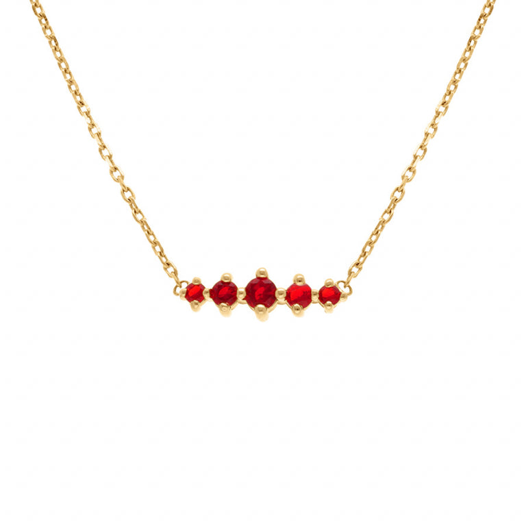 Collier mode oxydes rouges horizontal en plaqué or