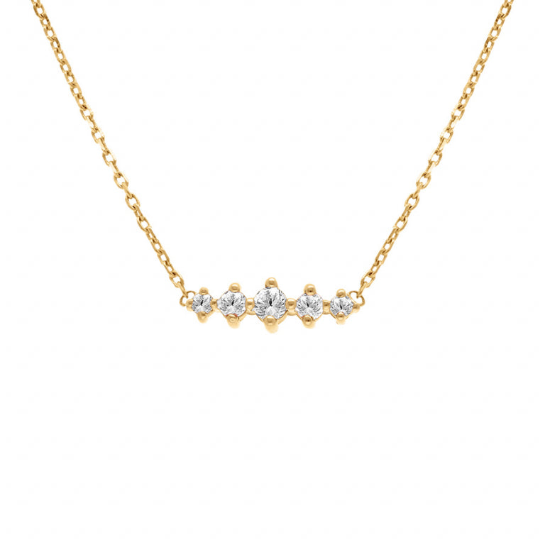 Collier mode horizontal en plaqué or avec oxydes de zirconium blancs