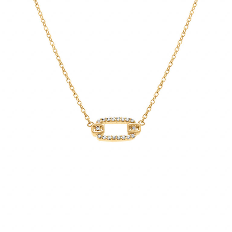 Collier mode rectangle en plaqué or avec oxydes blancs