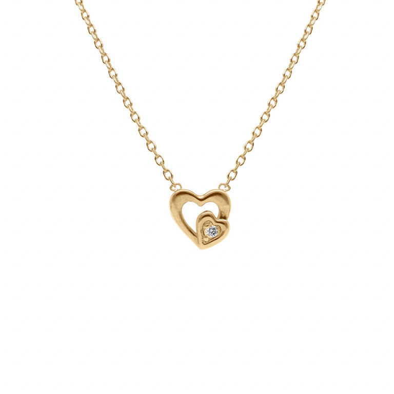 Collier mode cœurs oxydes blancs en plaqué or