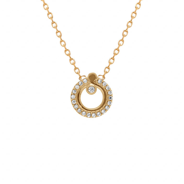 Collier mode cercle en plaqué or avec oxydes de zirconium blancs