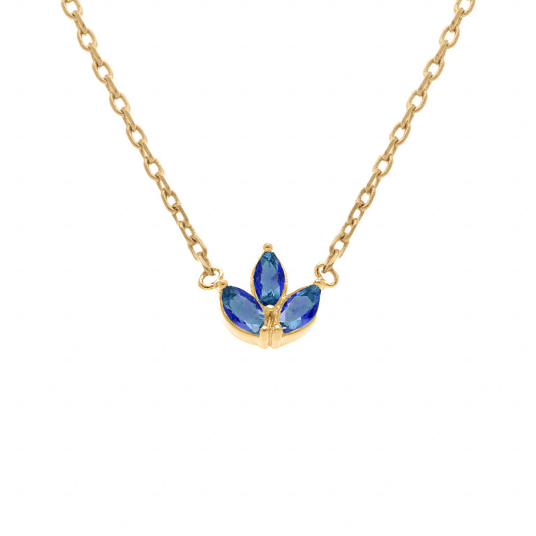 Collier mode 3 navettes oxydes bleus en plaqué or