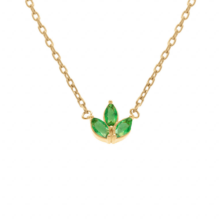 Collier motif 3 oxydes verts en plaqué or