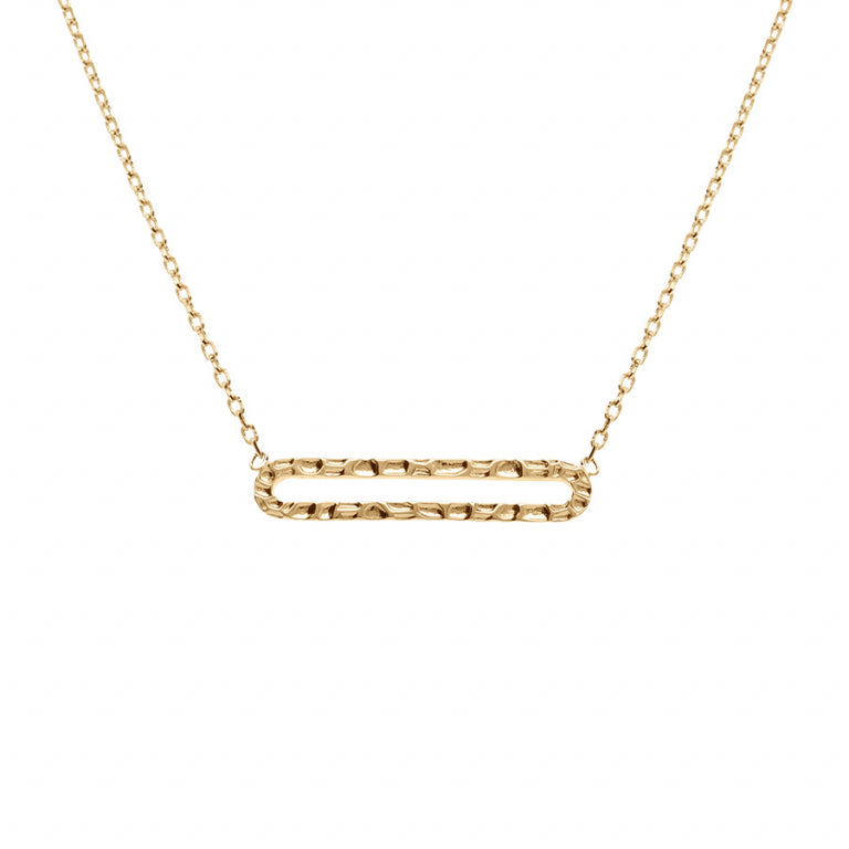 Collier mode rectangle ajouré martelé en Plaqué Or