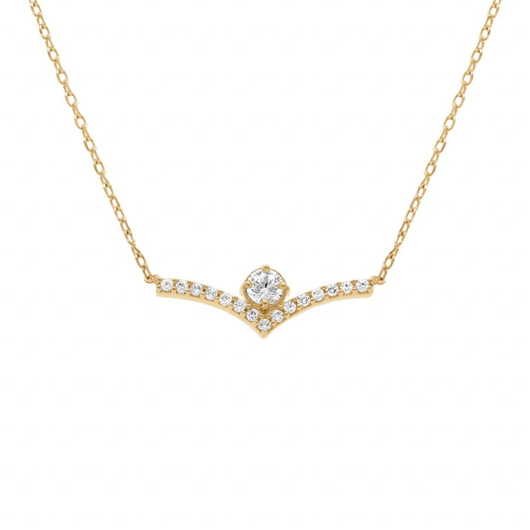 Collier fleur en plaqué or avec oxydes blancs