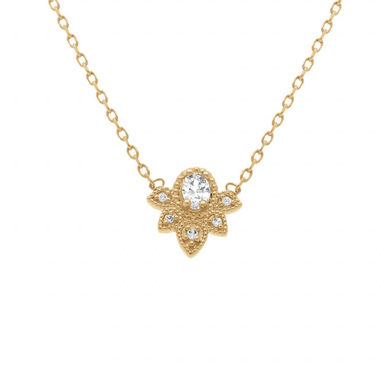 Collier mode gouttes oxydes blancs en plaqué or