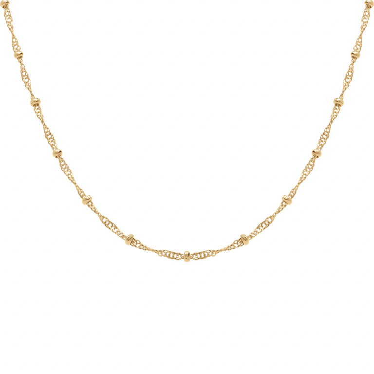 Collier mode twist et boules en Plaqué Or délicat