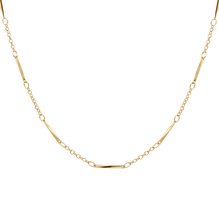 Collier mode motif baguettes en plaqué or