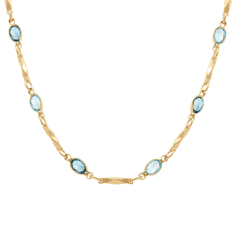 Collier navettes en plaqué or avec oxydes de zirconium dégradé bleu