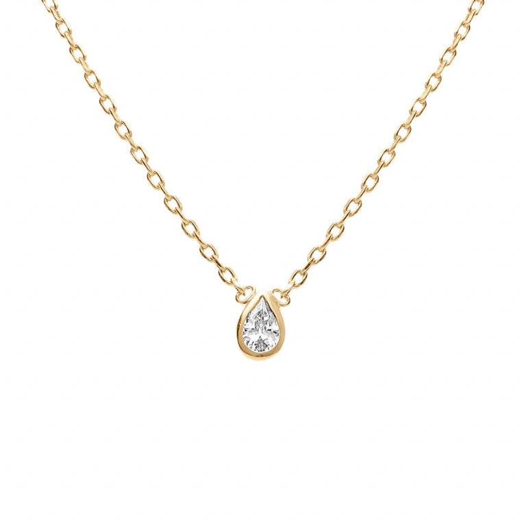 Collier goutte en plaqué or avec oxydes de zirconium blancs