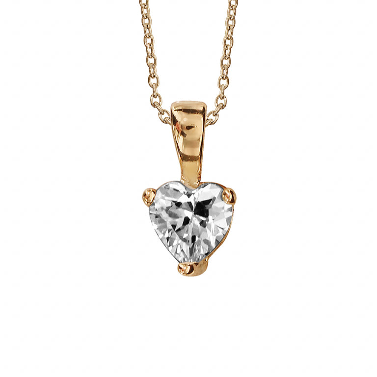 Collier mode cœur en plaqué or avec oxyde de zirconium blanc