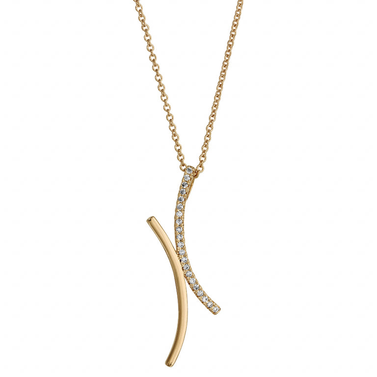 Collier Croisé – Argent Doré à l’Or Fin | Azuline vue 2