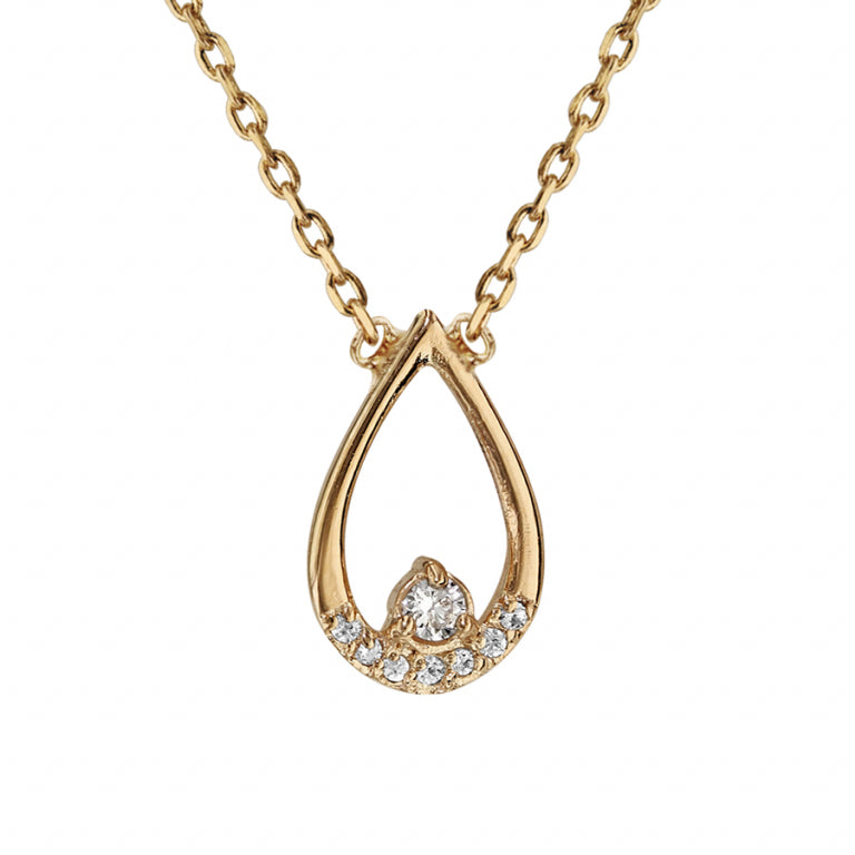 Collier mode goutte oxydes blancs sertis en plaqué or