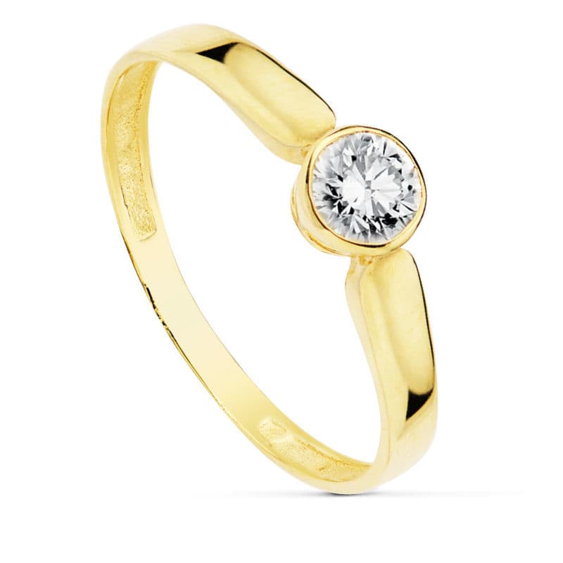 18K gul guld zirkon solitaire ring