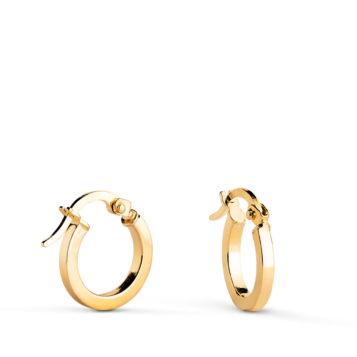 Boucles d'oreilles Or Jaune 18 Carrées Creuses Taille : 11 X 1,5 mm