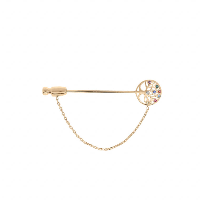 Multicolored oxide tree of life brooch – Gold plated | Azuline