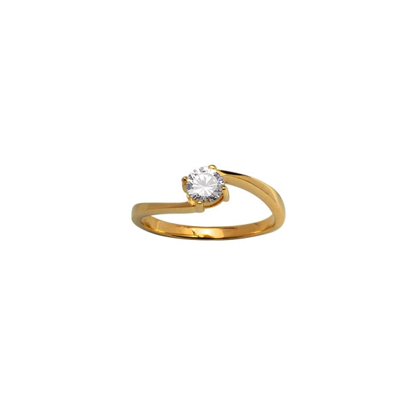 Solitaire ring met 4 klauwen, verguld met zirkoniumoxiden